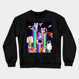 Outer Space Galaxy Cats With Rainbow Crewneck Sweatshirt